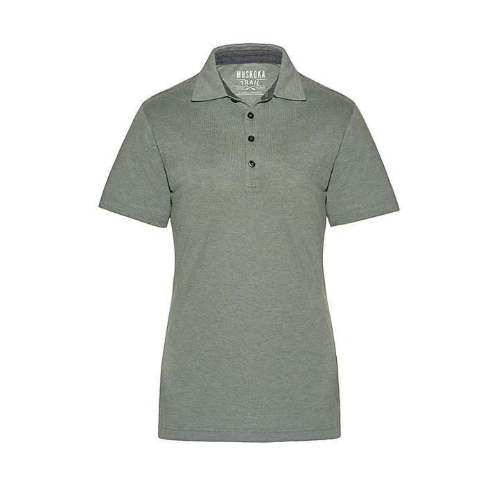 S05751 Polo manches courtes poche -Poly/Coton Mélange Vert Militaire -MUSKOKA