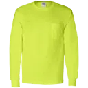2410 Ultra Coton Chandail M/L avec poche -Coton Jaune Hv -GILDAN