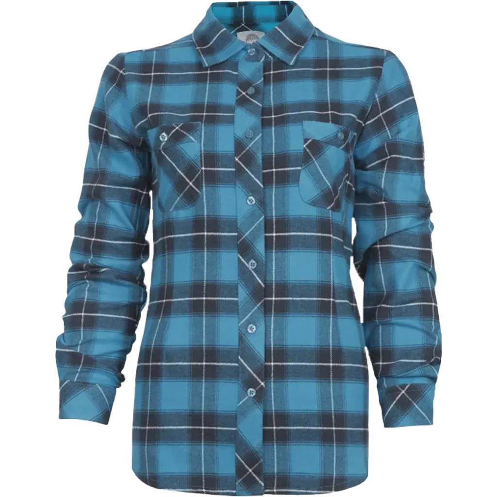 PF470 Chemise femme à carreaux flanelle Turquoise -PILOTE & FILLES