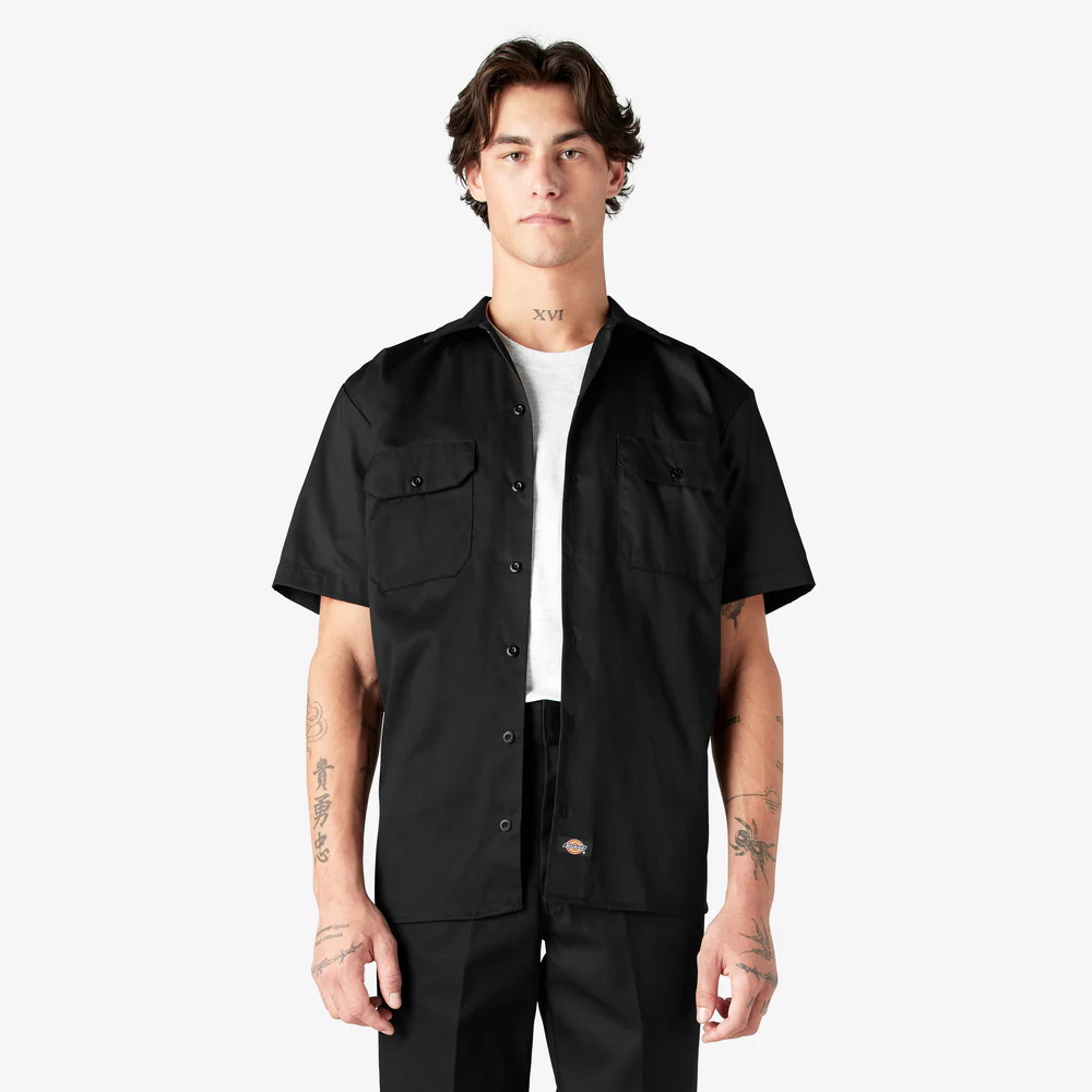 1574 Chemise manches courtes -Poly/Coton Noir -DICKIES