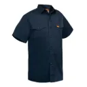 RICHARD Chemise manches courtes -Poly/Coton Marine -ORANGE RIVER
