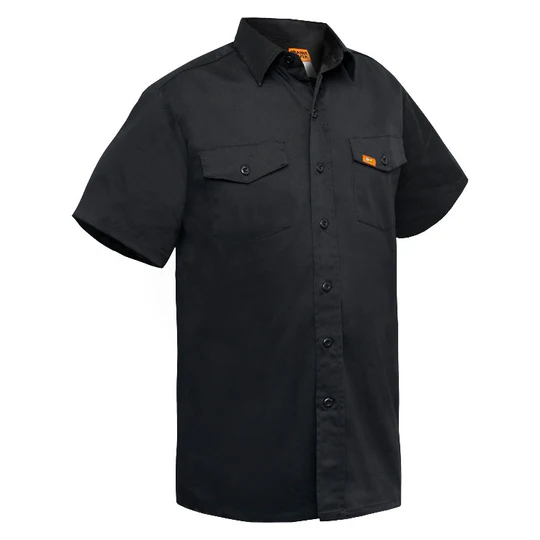 RICHARD Chemise manches courtes -Poly/Coton Noir -ORANGE RIVER
