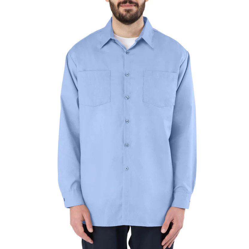 140 Chemise manches longues -Poly/Coton Bleu Pâle -BIGBILL