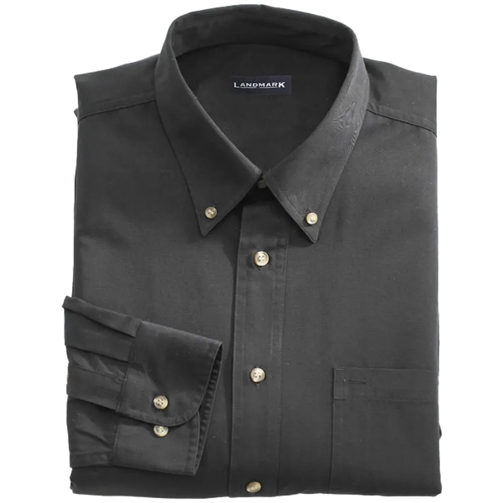 17735-995 Chemise manches longues -Poly/Coton Noir -LANDMARK