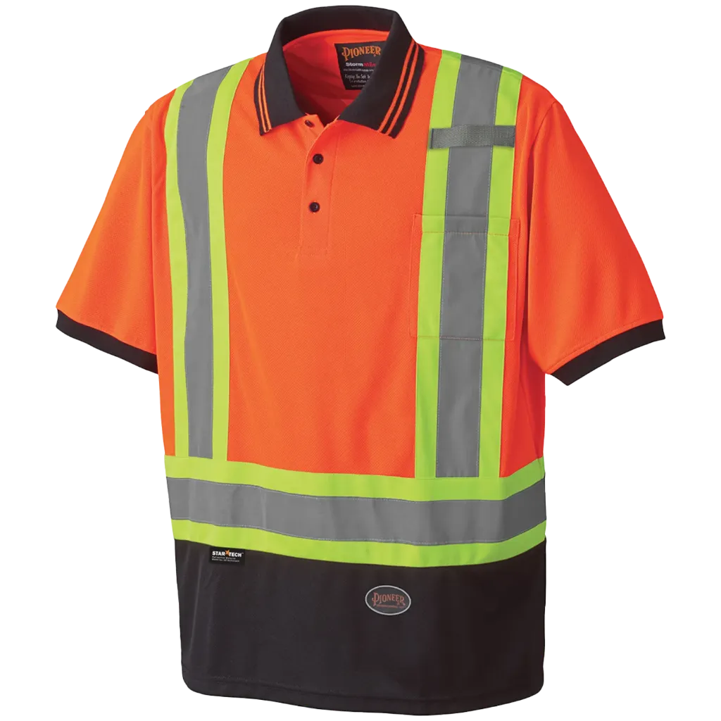 D**1071 Polo manches courtes  Pol. Orange fluo