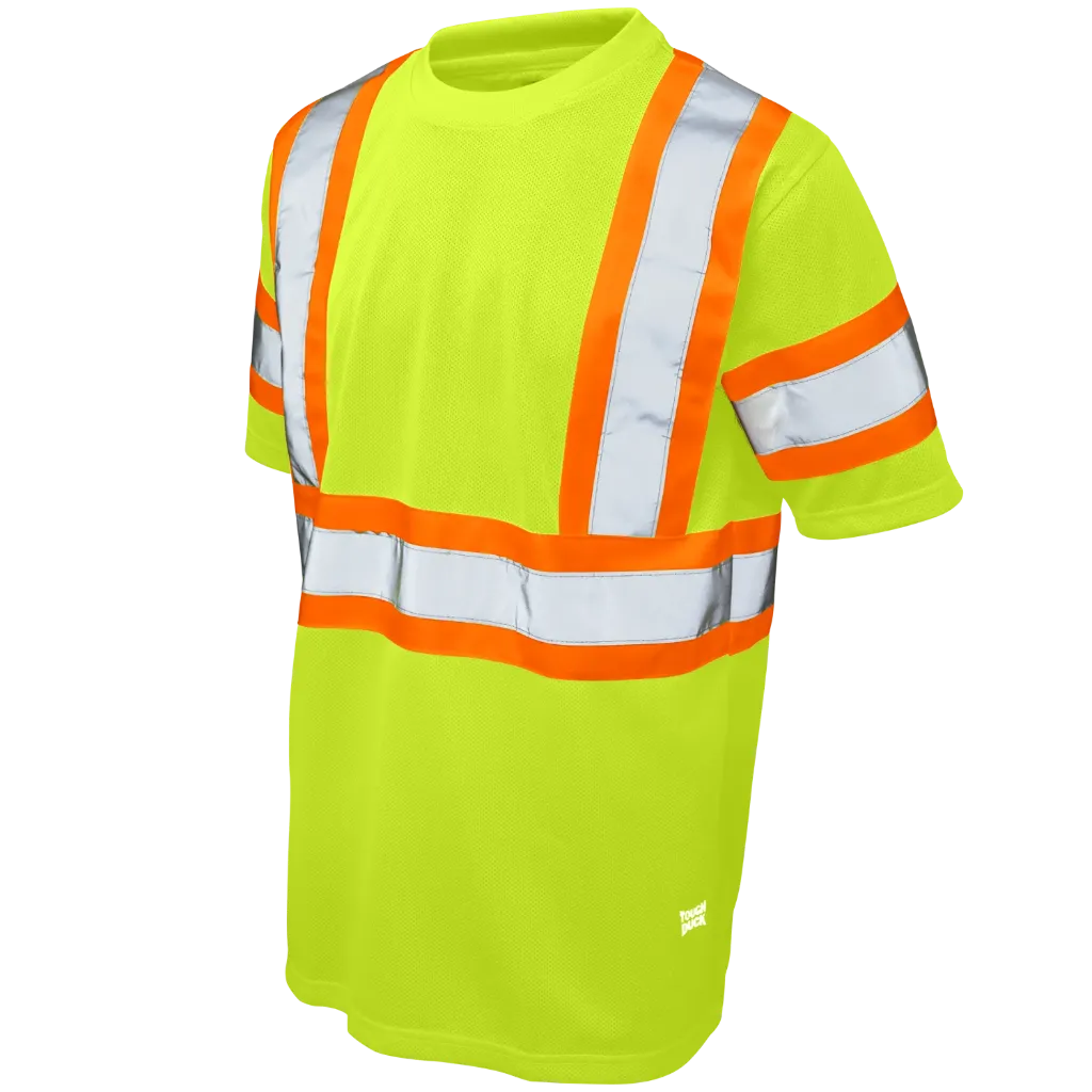 D**1721 Chandail Hv M.courtes  Pol. Jaune fluo