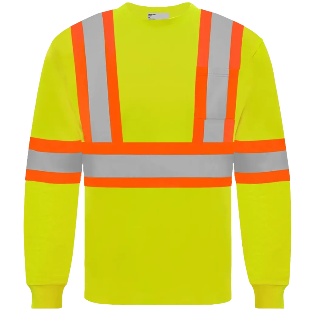 TT4Y Chandail Hv M.longues - Coton Vert Jaune Fluo -WASIP