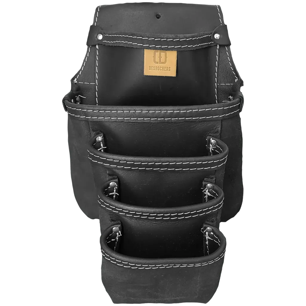DM-355 Sac clou 5 poches en ligne Noir -CUIRS DESROCHERS