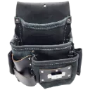 P-427 Sac clou 3 poches accroche tape Noir -CUIR-ATOUT