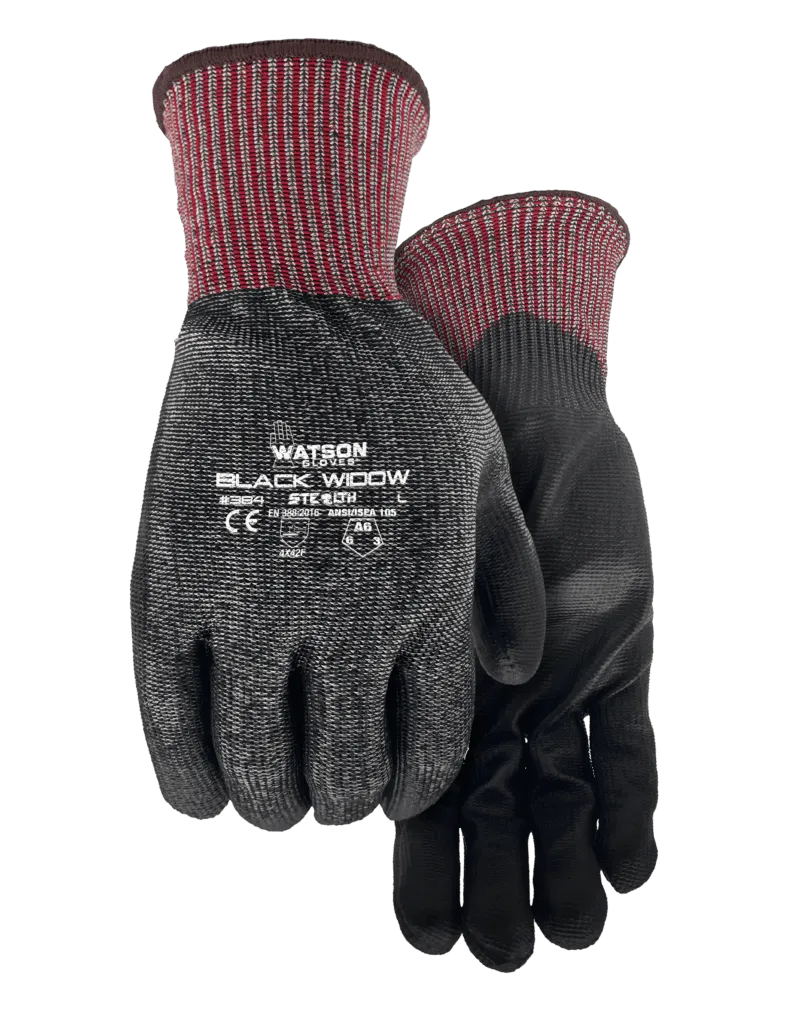 384 Black Widow Gant Protection Pme.PU -Ansi Cut A6 Noir -WATSON