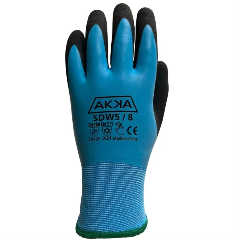SDW5/7 Gant Impermeable Latex -Db Poyester Bleu -AKKA