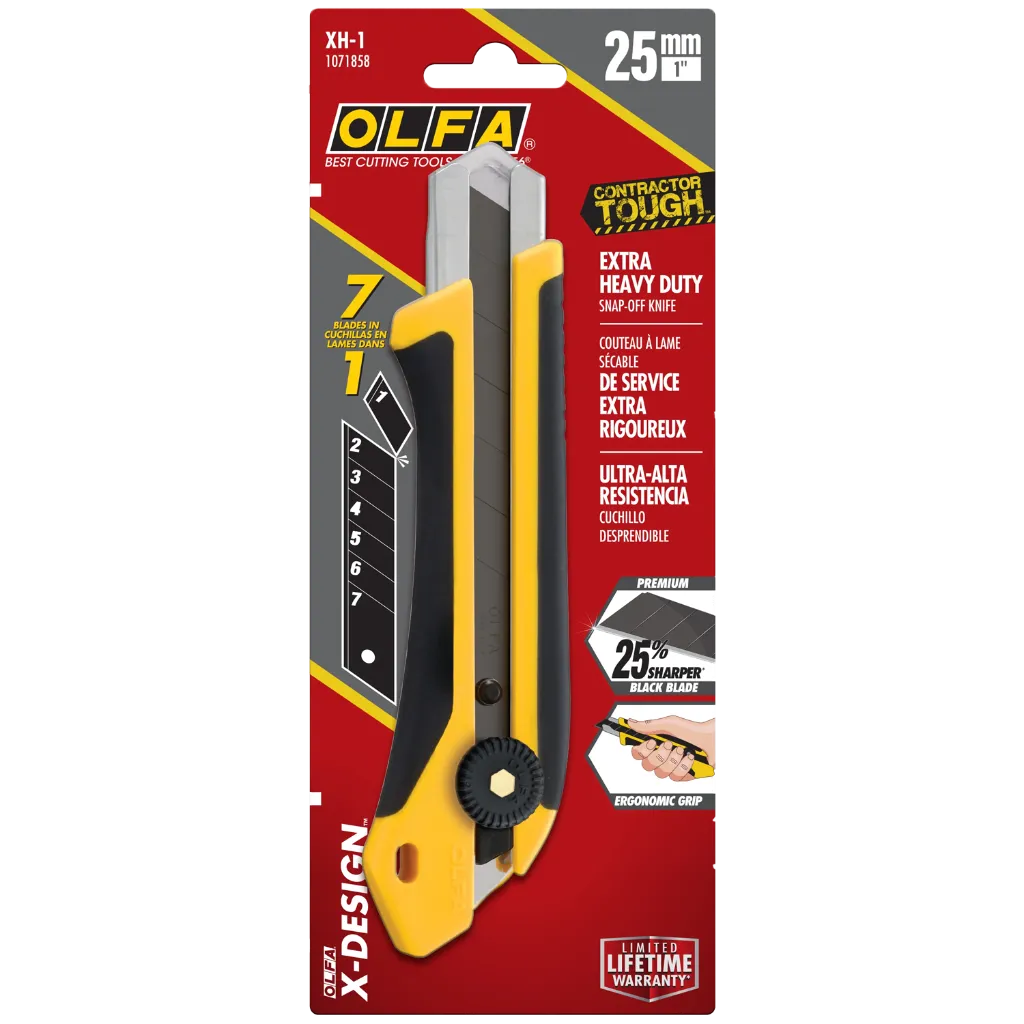 1071858 Couteau Jne XH-1 25mm (1) Jaune -OLFA