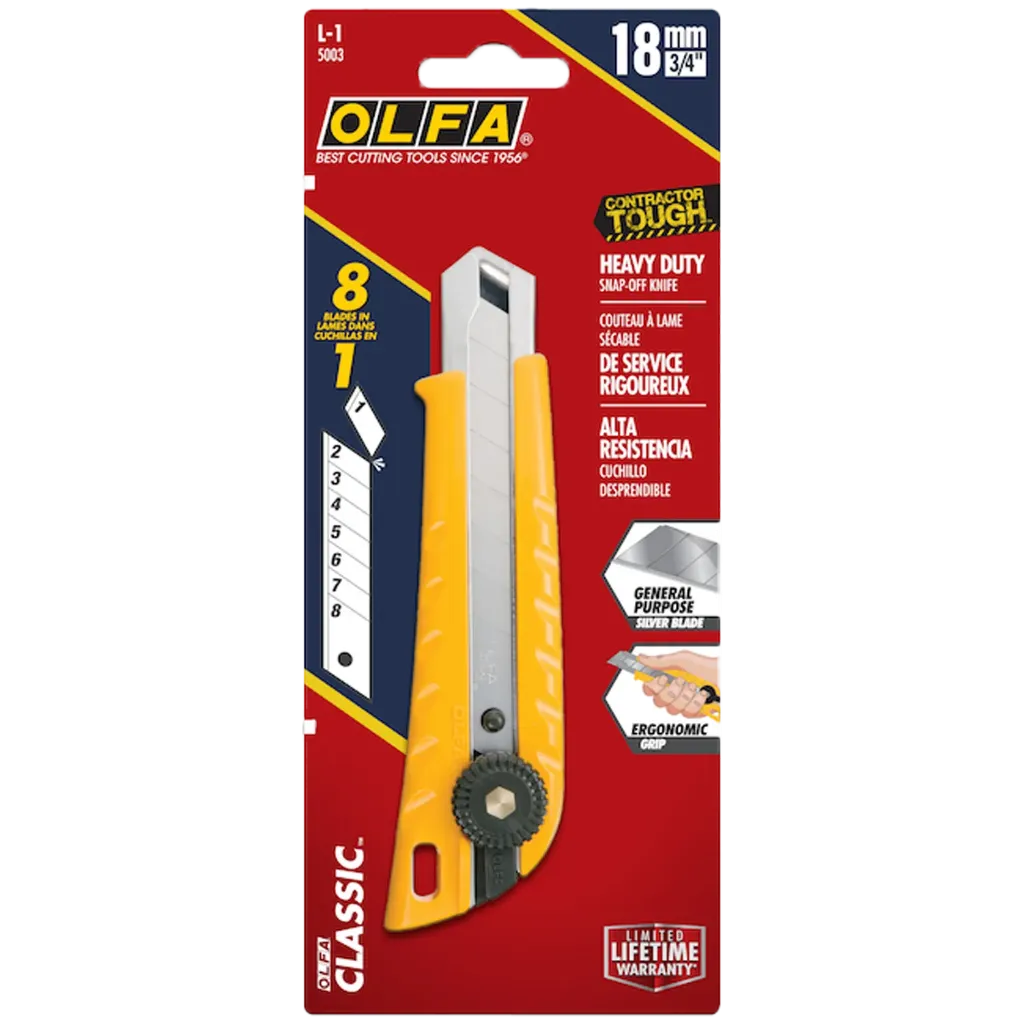 5003 Couteau Jne L-1 18mm Slv (1) Jaune -OLFA