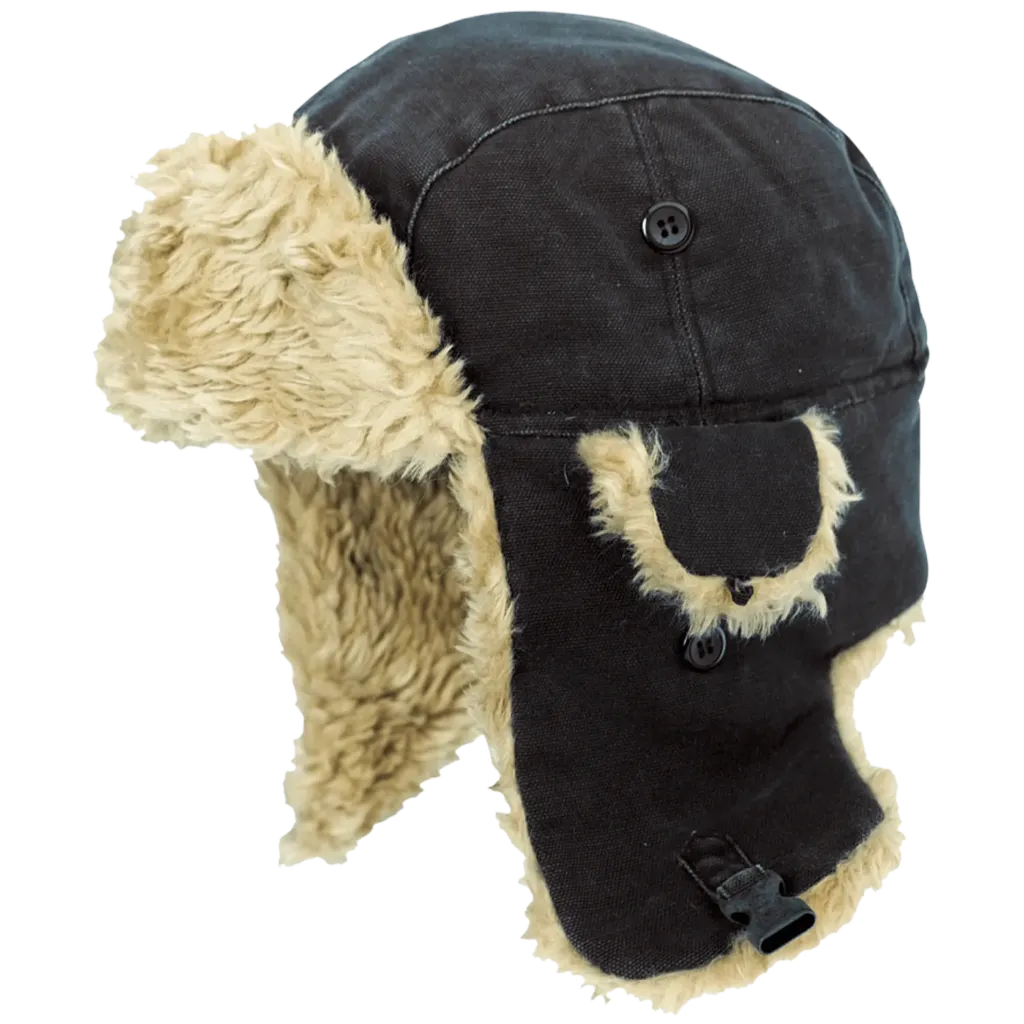 I15016 Tuque Aviateur -Coton Noir -TOUGH DUCK