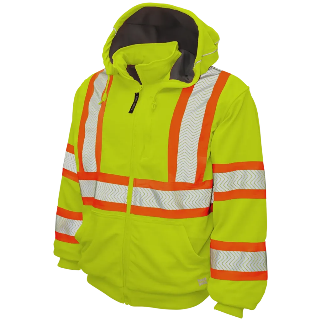 SJ16 Veste Hv / capuchon & zip -Polyester Jaune Hv -TOUGH DUCK