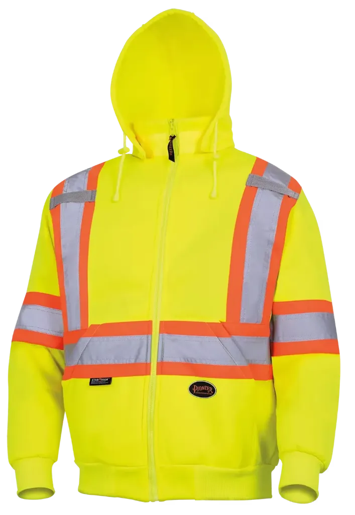 6925 Veste Hv / capuchon & zip -Polyester Jaune Hv -PIONEER